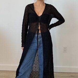 BIMBA Y LOLA black maxi knit cardigan size xs /s